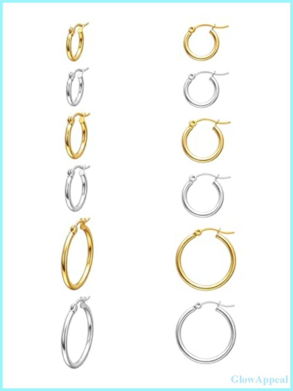 Small Hoop Earrings for Women Set of 6 Surgical Steel Hypoallergenic